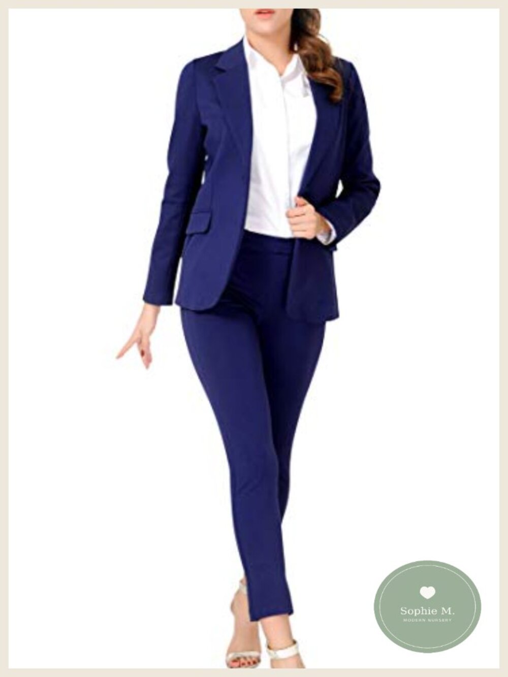 Women's Two Piece Business Suit Blazer Pant Set Office Professional
